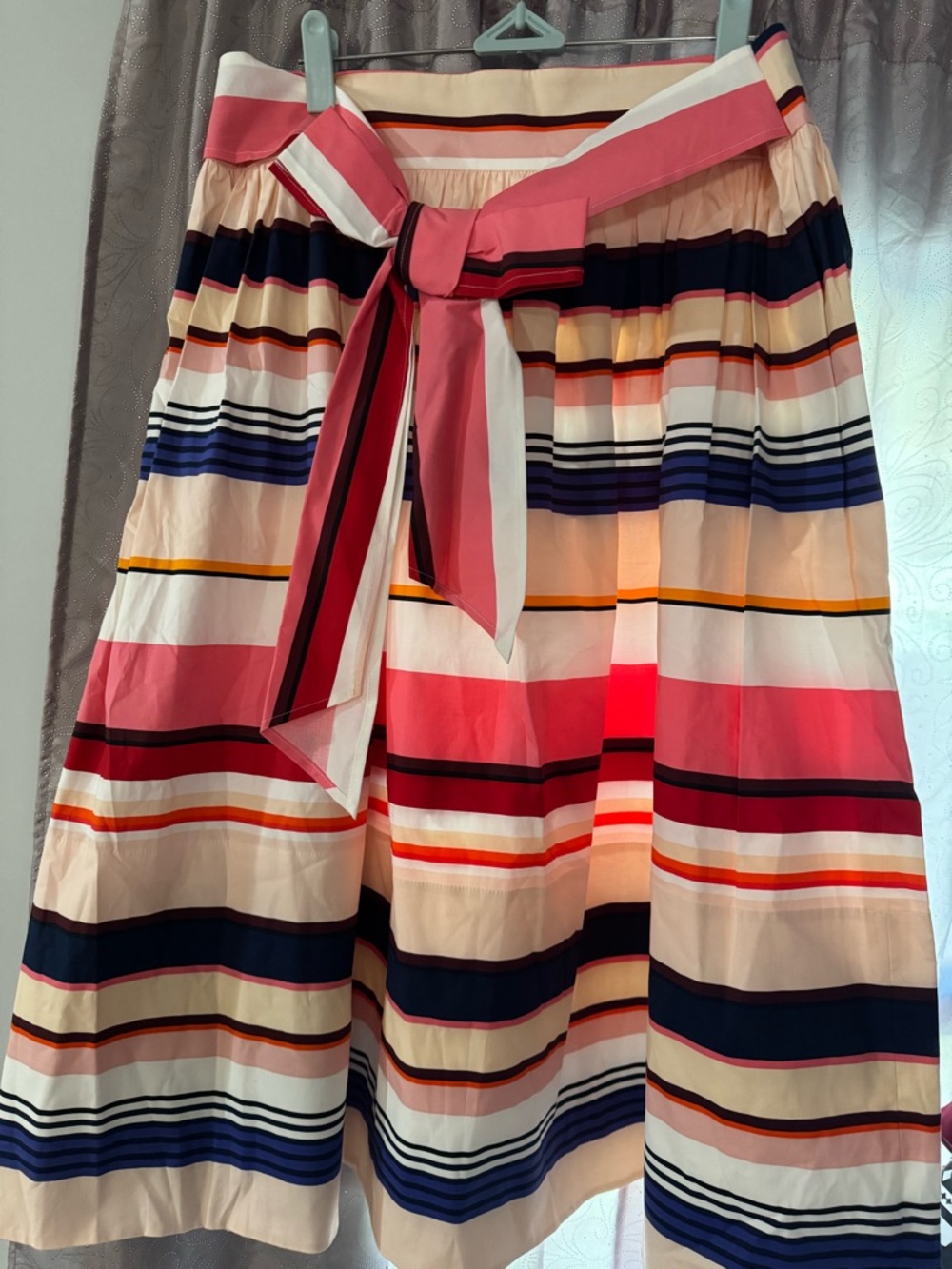 kate spade Striped A-Line Midi Skirt in Pink, Navy, Cream and Coral
